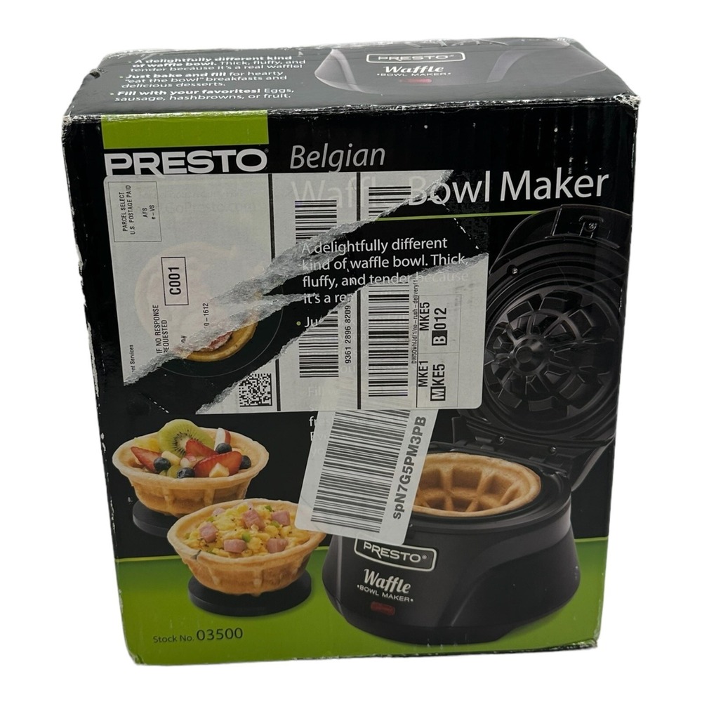 Presto Belgian Waffle Bowl Maker Model 03500 - New Open Box